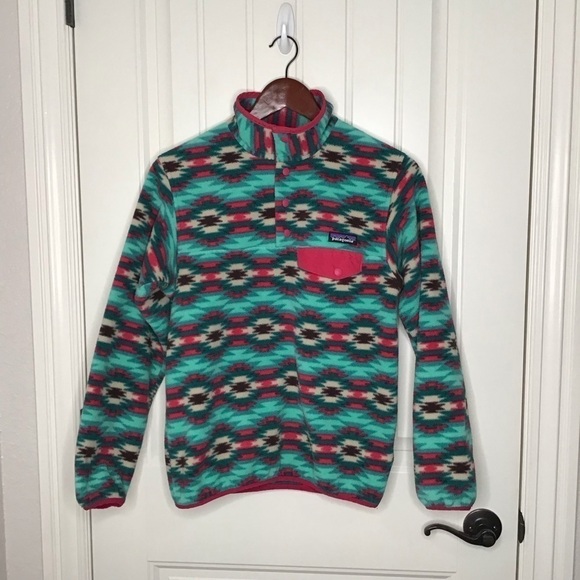 Patagonia Synchilla Wild Desert: Beryl Green Aztec Print SnapT Fleece Size Small - Picture 2 of 10